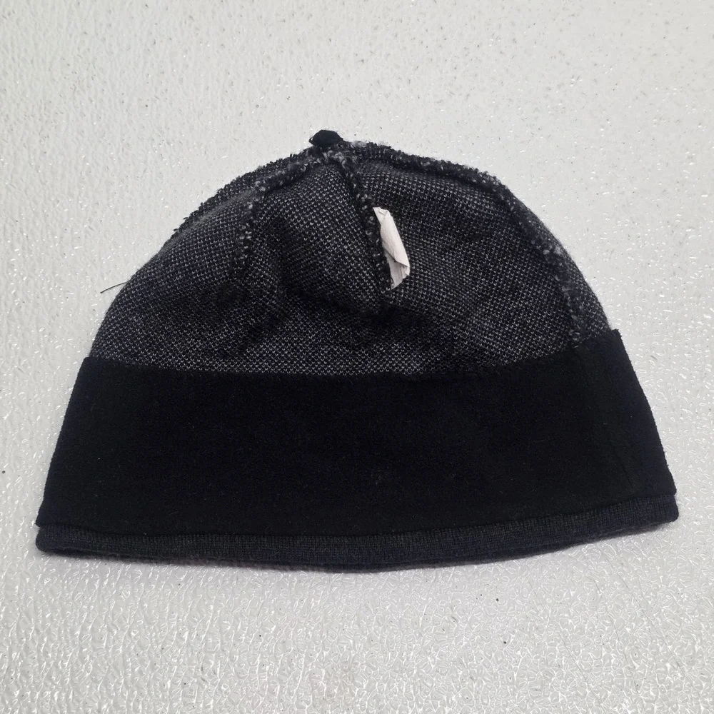 Turtle Fur Merino Wool Fair Isle Beanie Hat Black & Gray - Made in Canada